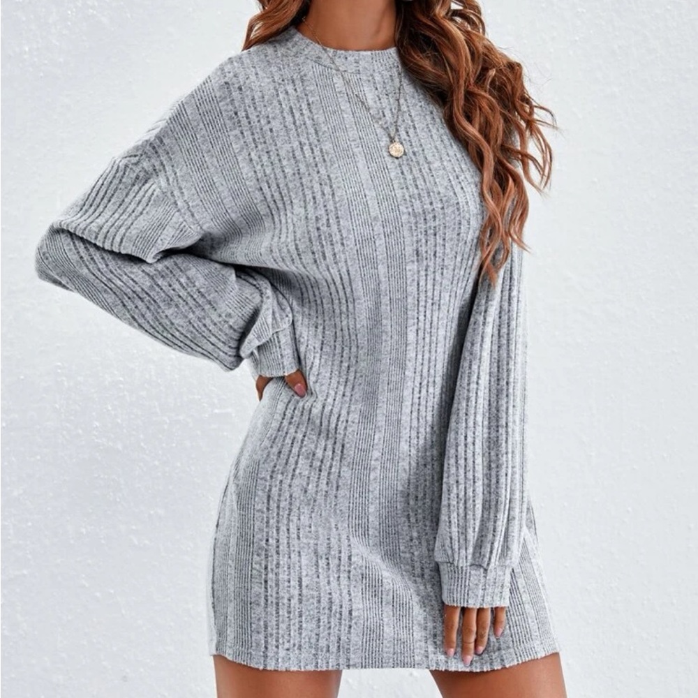 Drop Shoulder Heather Gray Tee Dress